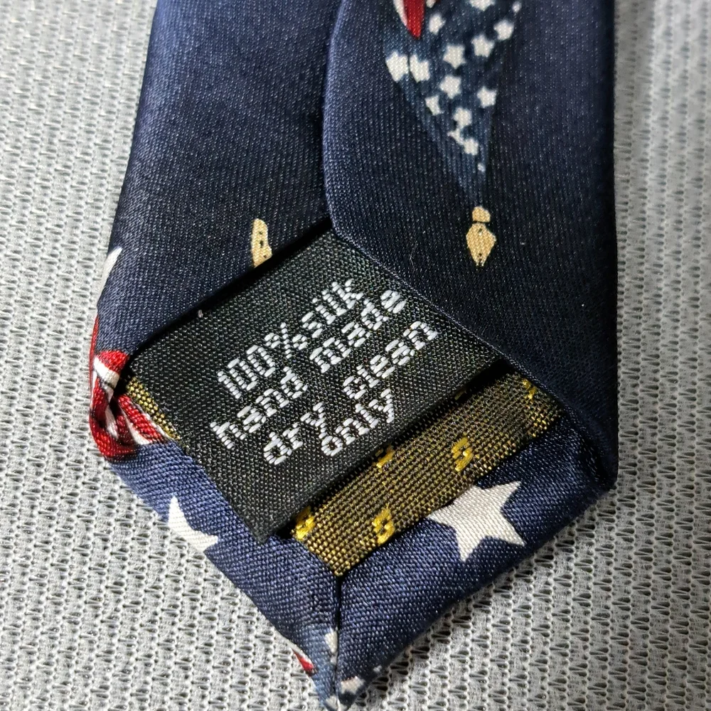 Vintage Stonehenge Men's Tie 100% Silk Tie Patriotic Blue,‎ Red, & White